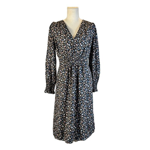 Rebecca Taylor Dresses & Skirts - Rebecca Taylor Zelma Floral Silk Midi Dress Women’s 4 Black Cottagecore Prarie